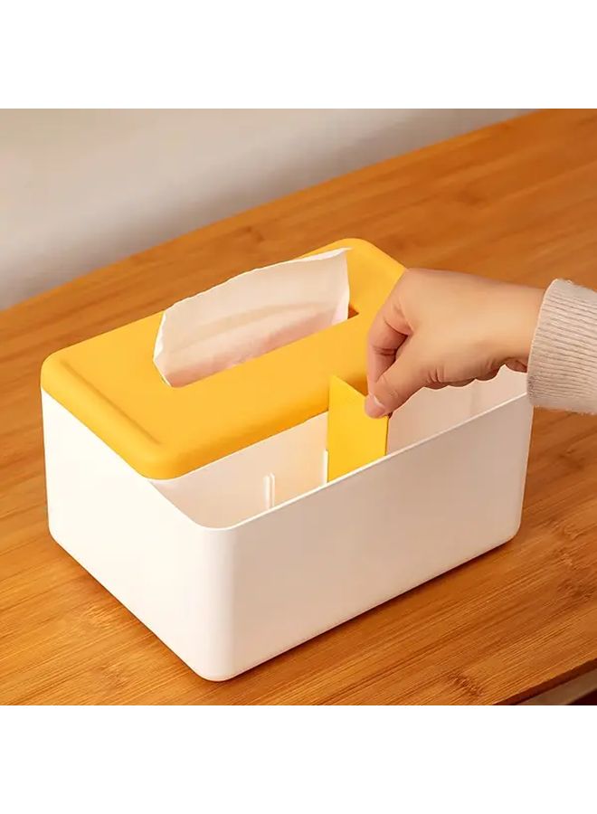 1pc Desktop Organizer With Drawers Yellow Accent Plastic Storage Box For Office Supplies - Image 4